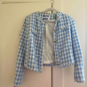 Walter Baker Baby Blue Tweed Jacket Size Medium